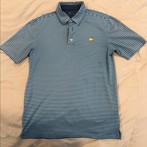 Masters Navy and White Striped Polo Shirt